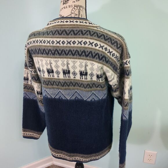 Andino Artesanias M Alpaca Wool Soft Cozy Crew Neck Fair Isle Sweater medium - Picture 2 of 6